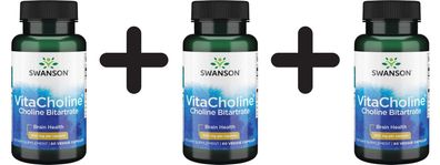 3 x Swanson VitaCholine, 300mg - 60 vcaps