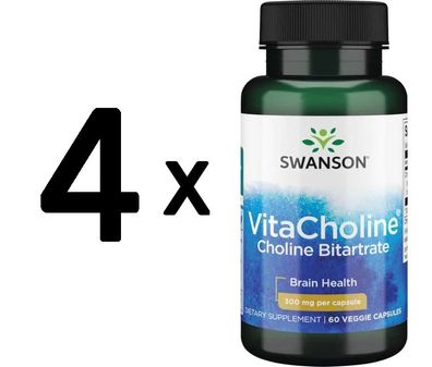 4 x Swanson VitaCholine, 300mg - 60 vcaps