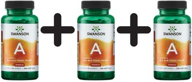 3 x Swanson Vitamin A, 10 000 IU - 250 softgels