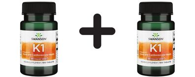 2 x Swanson Vitamin K-1, 100mcg - 100 tabs
