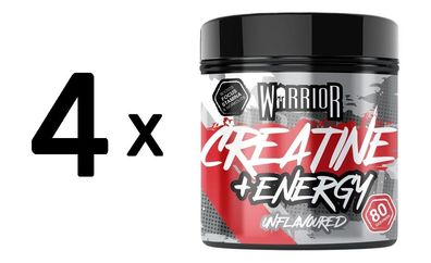 4 x Warrior Creatine + Energy, Unflavoured - 360g