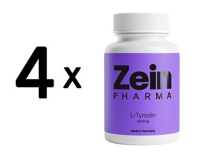 4 x Zein Pharma L-Tyrosine, 500mg - 120 caps