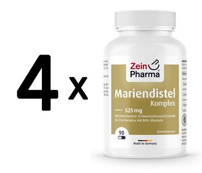 4 x Zein Pharma Milk Thistle Complex, 525mg - 90 caps