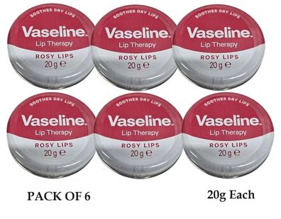 6x Vaseline Rosy Lips Lip Therapy Dose 20g ? Feuchtigkeit & Pflege ? Origin