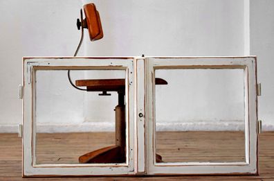 2x Holzfenster Antik Alt Vintage Shabby Weiß Deko Landhaus Weiß Fensterflügel