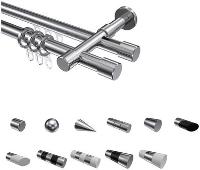 Interdeco Rohr-Profil Gardinenstangen Chrom 20 mm Ø Prestige