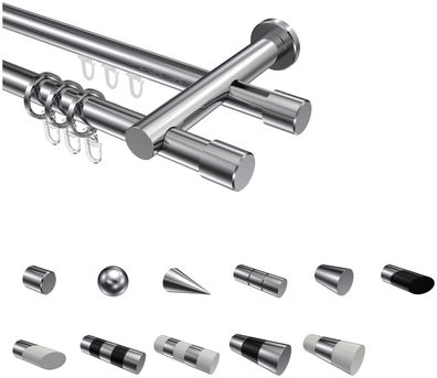 Interdeco Rohr-Profil Gardinenstangen Chrom 20 mm Ø Platon