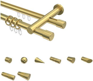 Interdeco Rohr-Profil Gardinenstangen Messing-Optik 20 mm Ø Platon