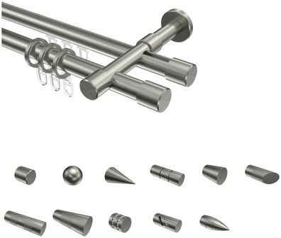 Interdeco Rohr-Profil Gardinenstangen Edelstahl-Optik 20 mm Ø Prestige