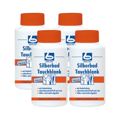 Dr. Becher Silberbad Tauchblank 4x1 l Silberreiniger Tauchbad für Glanz Pflege
