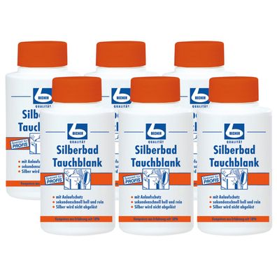 Dr. Becher Silberbad Tauchblank 6x1 l Silberreiniger Tauchbad für Glanz Pflege