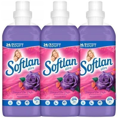 Softlan Duftspülung Passion Rose 3x650 ml