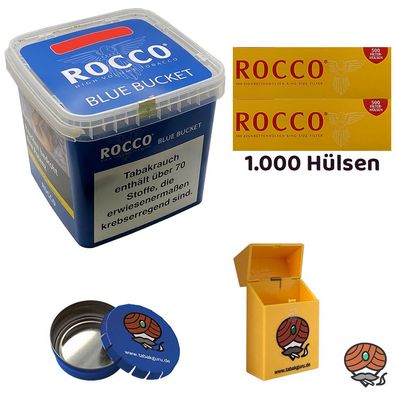 ROCCO Volumentabak BLUE BUCKET 470g, 1000 Hülsen, Ascher, Box