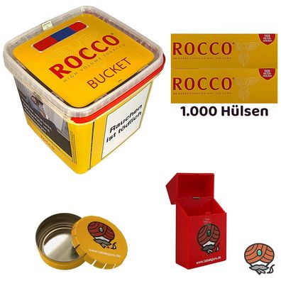 ROCCO Volumentabak Gelb BUCKET 470g, 1000 Hülsen, Ascher, Box