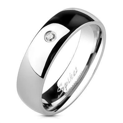 Herren Damen Ring Edelstahl Zirkonia Kristall Partnerring Ehering