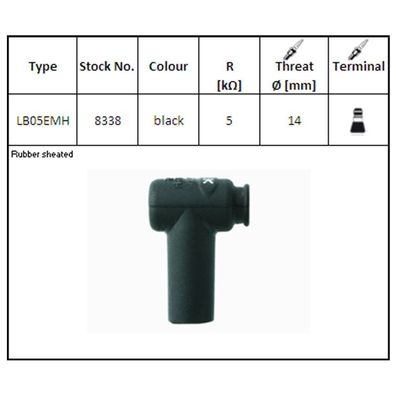 NGK8338 LB05EMH Zündkerzenstecker Silicon, 90 Grad, Farbe schwarz wasserdicht, 5 Kilo