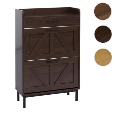 Schuhkipper HWC-P45, Schuhregal Schuhschrank, 2 Kippfächer Schublade MDF 95x60x24cm