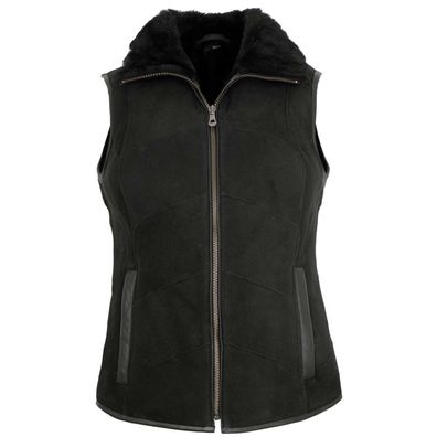 MADDOX - Damen Lammfellweste Lederweste Lammfell schwarz