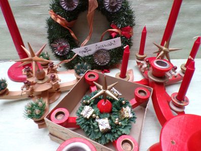 Erzgebirge Adventskranz Leuchter Engel Hänge Ständer rot natur "Auswahl"
