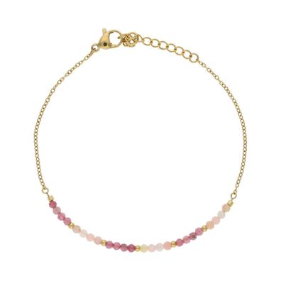 JuwelmaLux feminines Edelstahl Armband Gold plattiert mit Steinbesatz JL16-03-0753