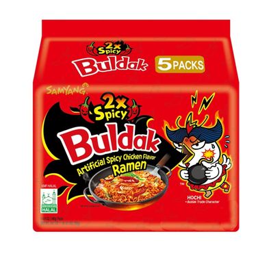 Teilen Buldak 2x Spicy Hot Chicken Flavour - 5x140g