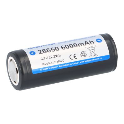 Keeppower 26650 IMR Akku 6000mAh – Hochleistungs-Lithiumzelle 15A Flat Top