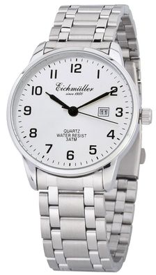Eichmüller Herrenuhr Datum Analog Edelstahlband silberfarben Quarzuhr