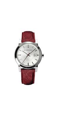 Burberry The City Damenuhr silber dunkelrot