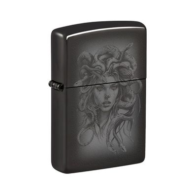 Zippo Benzin-Feuerzeug Ebony High Pol. Black Photo Image Medusa, unbefüllt