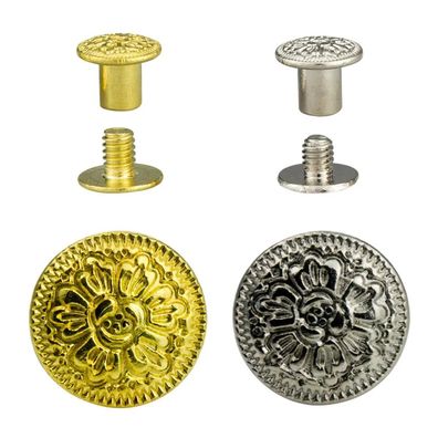 10 Floral Buchschauben/Chicagoschrauben für Leder, Ledergürtel uvm