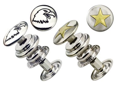 10 Motiv Druckknöpfe Ringfeder Druckknöpfe mit Motiv für Leder, Gürtel & DIY