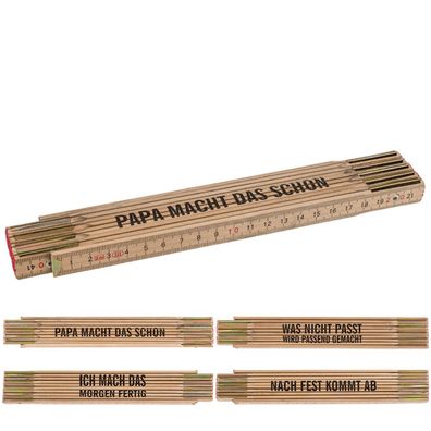 Zollstock aus Holz mit verschiedenen Sprüchen - Spruch: Nach fest kommt ab