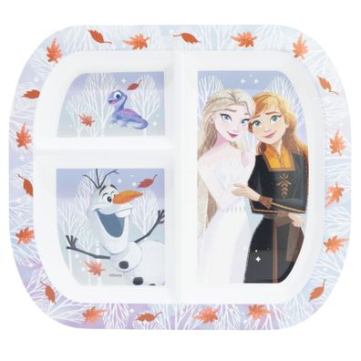 Disney Frozen Kinderteller rechteckig Teller mit 3 Fächern, Mikrowellengeeignet