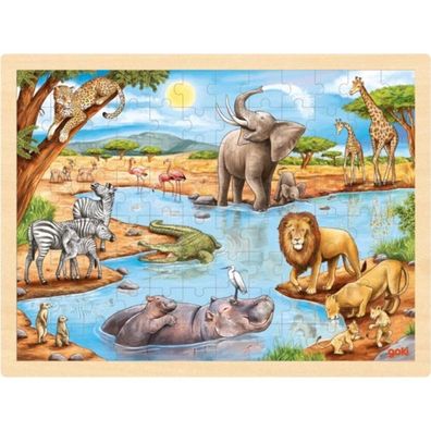 GOKI Holzpuzzle Afrikanische Savanne 96 Teile