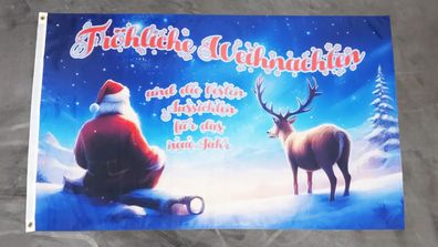 Fahne Flagge Frohe Weihnachten und die besten Aussichten - 90 x 150 cm