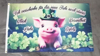 Fahne Flagge Glücksschwein Glück Gesundheit Liebe Erfolg - 90 x 150 cm