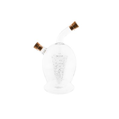 Öl- & Essigspender aus Glas 2-in1 mit Kork, 360 ml + 50 ml, Traubendesign