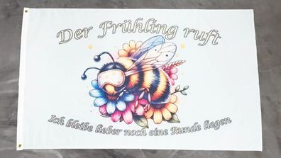 Fahne Flagge Der Frühling ruft Hummel Biene - 90 x 150 cm