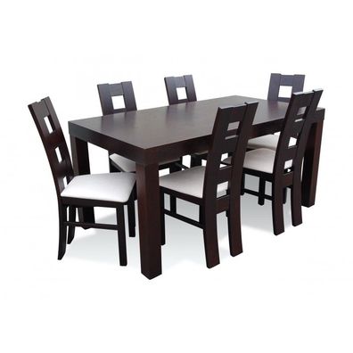 Set aus sechs Stühlen und Klapptisch aus Buchenholz für das Esszimmer Set