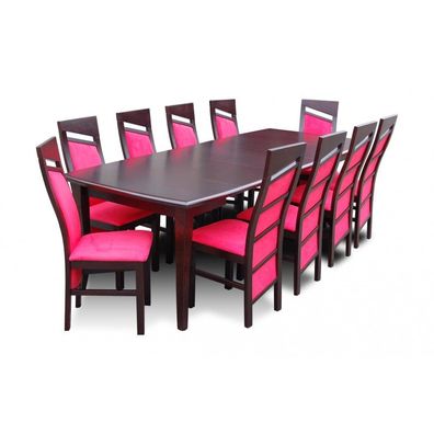 Set aus 10 gepolsterten Stühlen und Klapptisch aus Buchenholz für das Esszimmer