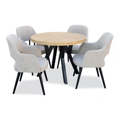 Stilvolle gepolsterte Stühle mit Rückenlehne und runder Klapptisch