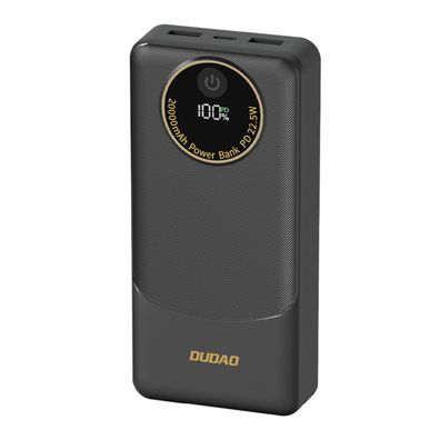 Dudao K12Pro Powerbank 20000 mAh, 22,5 W PD, USB-A & USB-C, Schwarz