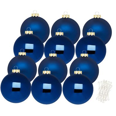 Weihnachtskugeln 12 Stk 8cm Midnight Blue mit Haken
