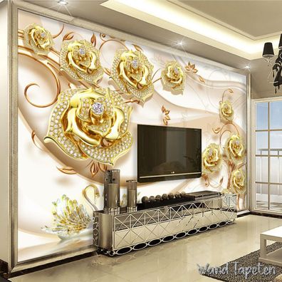 Vlies Fototapete Wandtapete Wandbilder Floralem Goldschmuck 4105