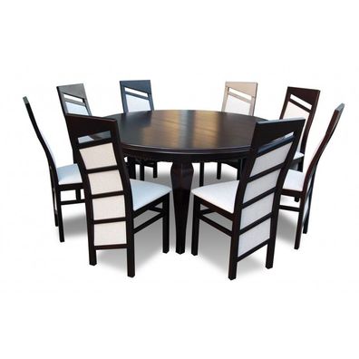 Satz von 8 Stühlen und großen runden Klapptisch für Esszimmer gepolsterte Stühle mit