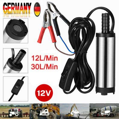 38mm 12V 30L/Min Edelstahl Auto Tauchpumpe Wasserpumpe Diesel Öl Pumpe Transfer
