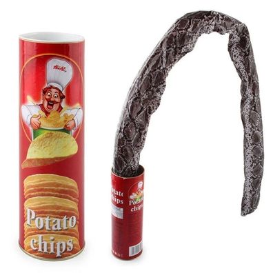 Kartoffelchip Schlange in einer Dose Gag Geschenk Streich Große Größe Schock