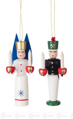 Baumschmuck Engel und Bergmann, farbig (Engel mit blaue Flügel) 2cmx7,5cmx2,5 cm