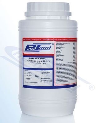 PureLand Natriumsulfat wasserfrei, hart, 1000 g HDPE Flasche