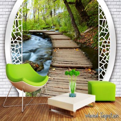 Vlies Fototapete Wandtapete Wandbilder 3D Landschafts Idyllischen Weges 4119
